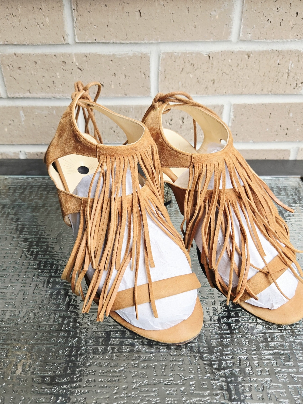 Tanya Heath Paris Leather Suede Lace-Up Sandals in Tan Made In Portugal 38,5
